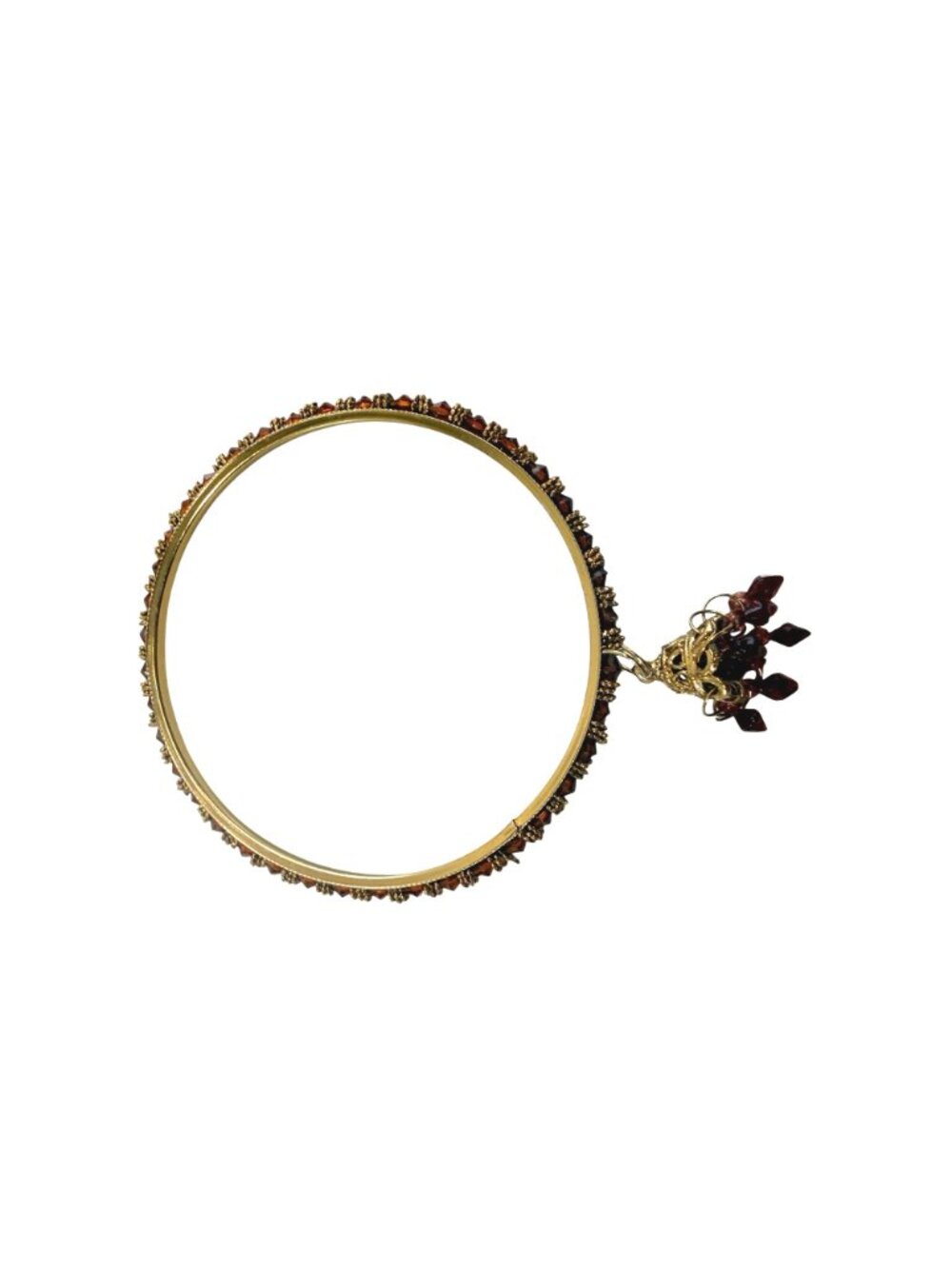 6 Indian Bollywood Gold Bangle Bracelets Multicolor Beads & Dangling Charms - Picture 8 of 15
